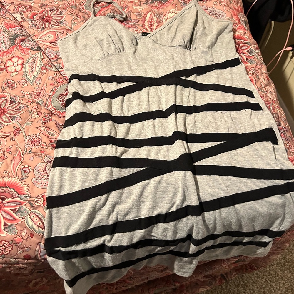 Gray and Black Striped Dress